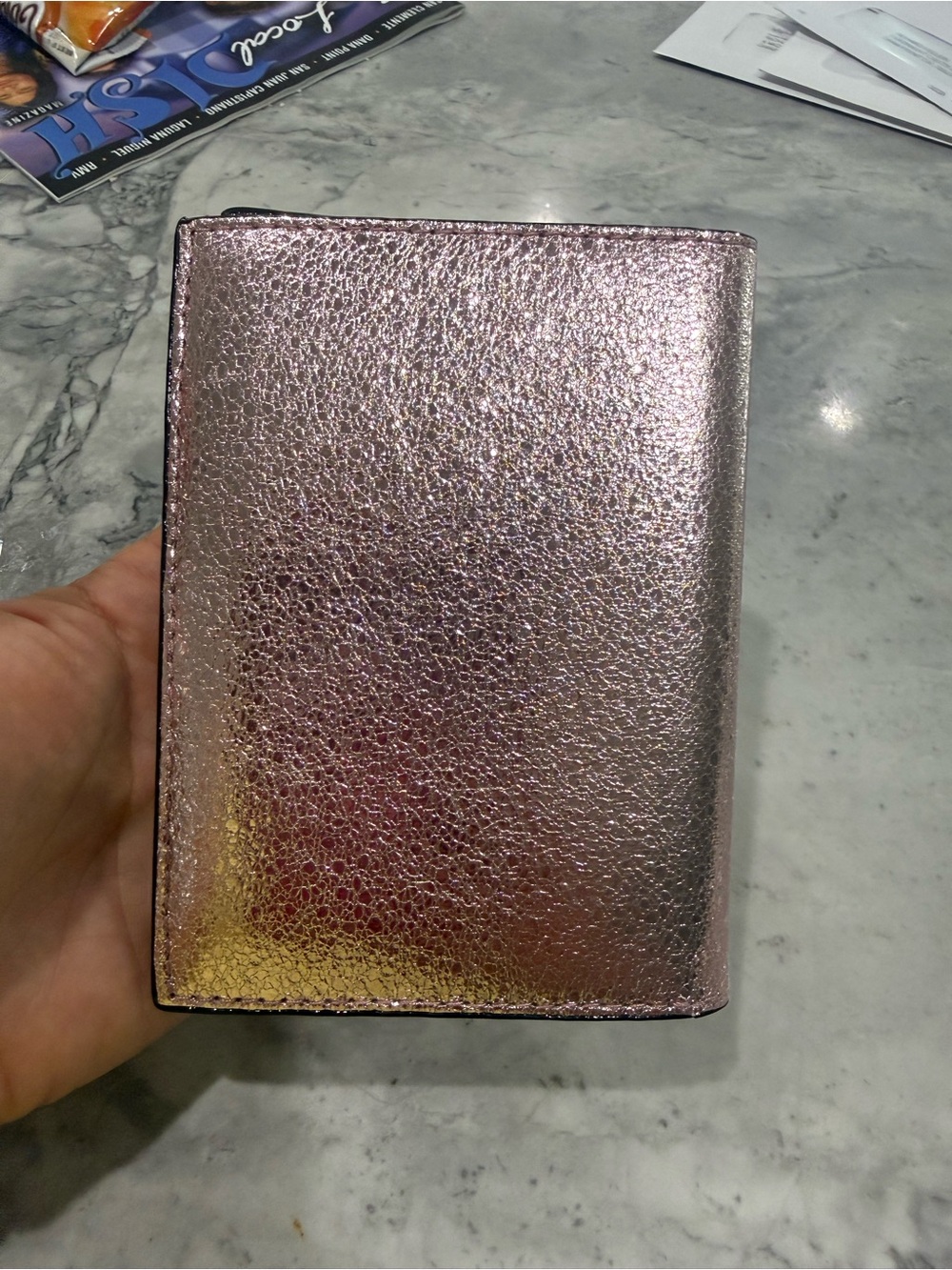 Metallic Pink Heart Stud Passport Holder - Picture 3 of 5